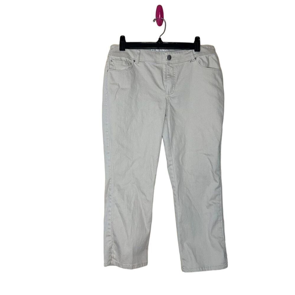 Chico's Women's Beige Cropped Pants Zip Five-Pocket Design Size 00